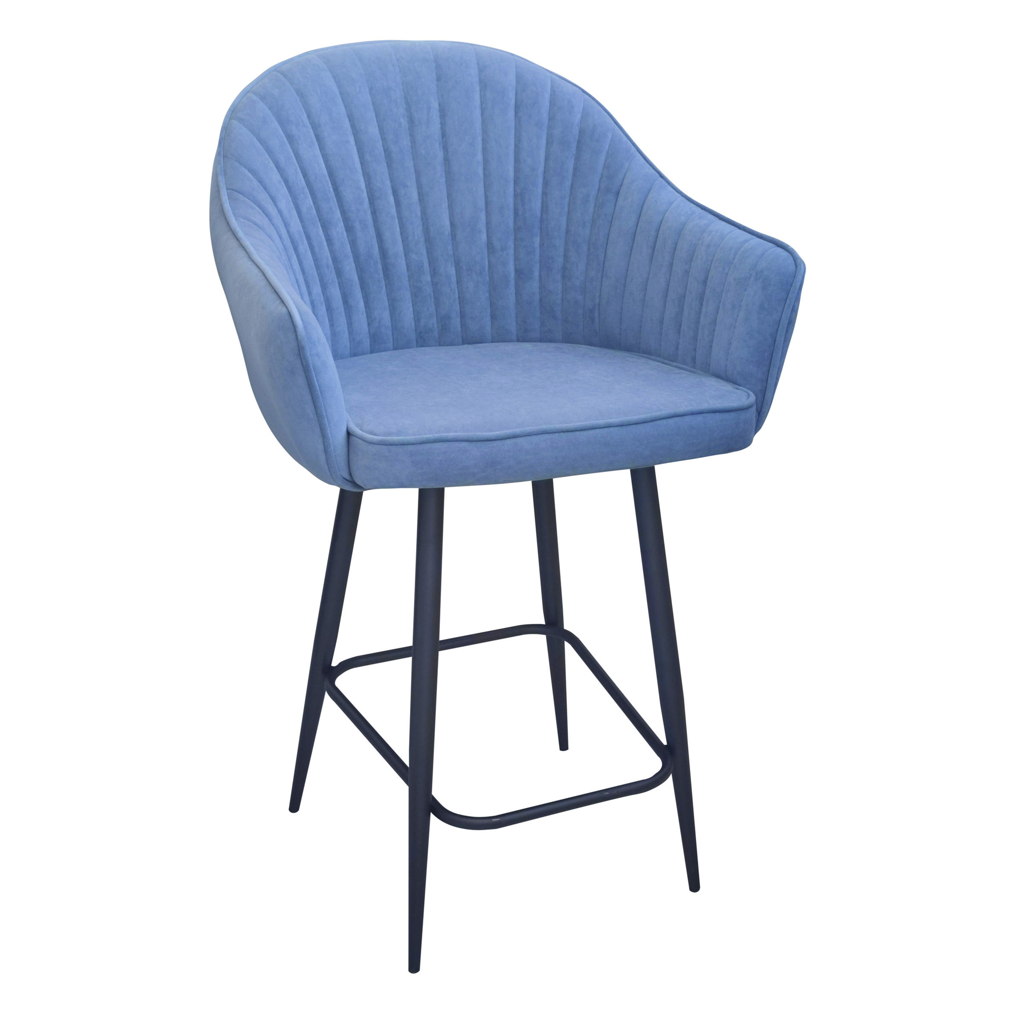 Полубарный стул мягкий с подлокотниками синий (арт 31858) - Фото 1