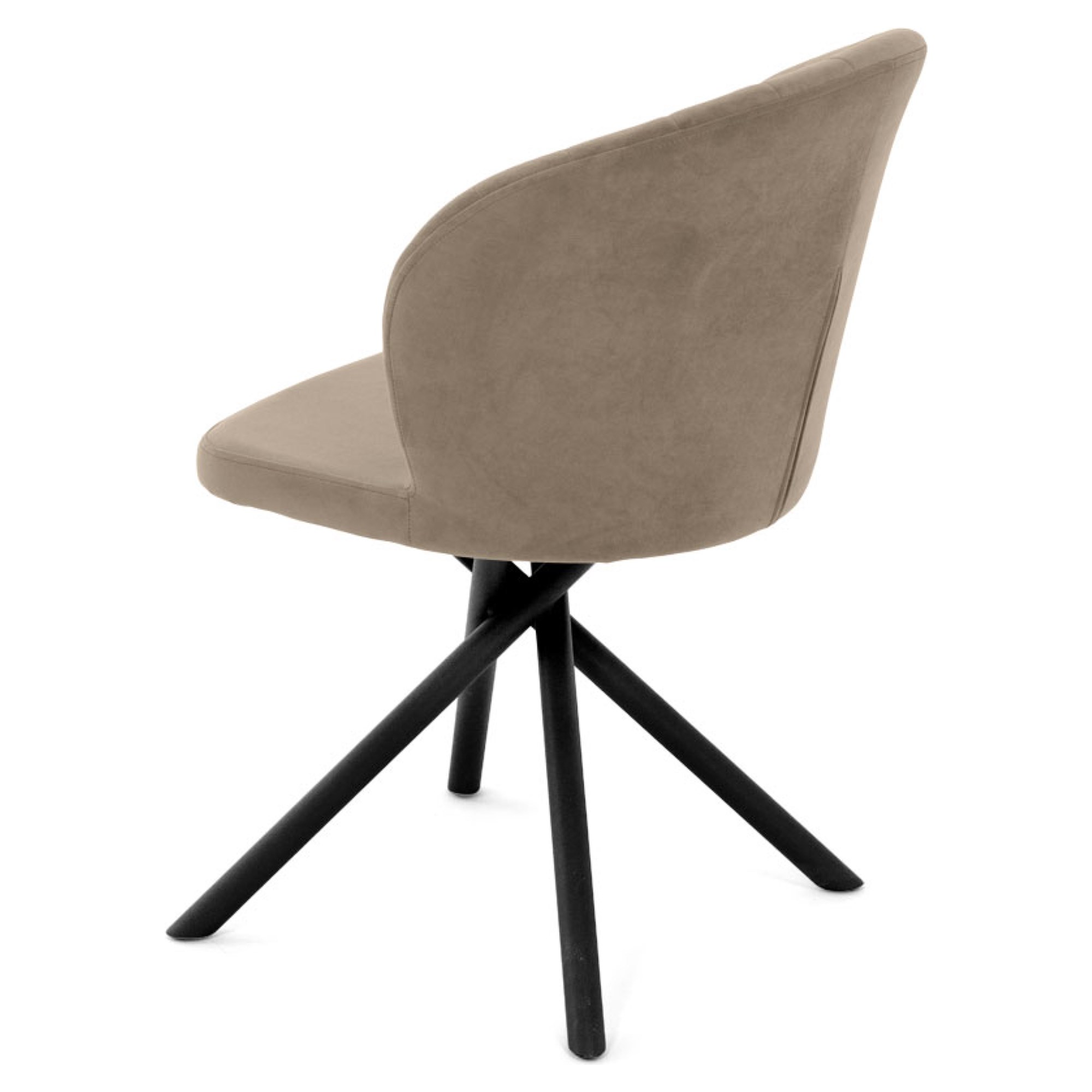 Стул обеденный мягкий слоновая кость из велюра (арт 35332) - Фото 1