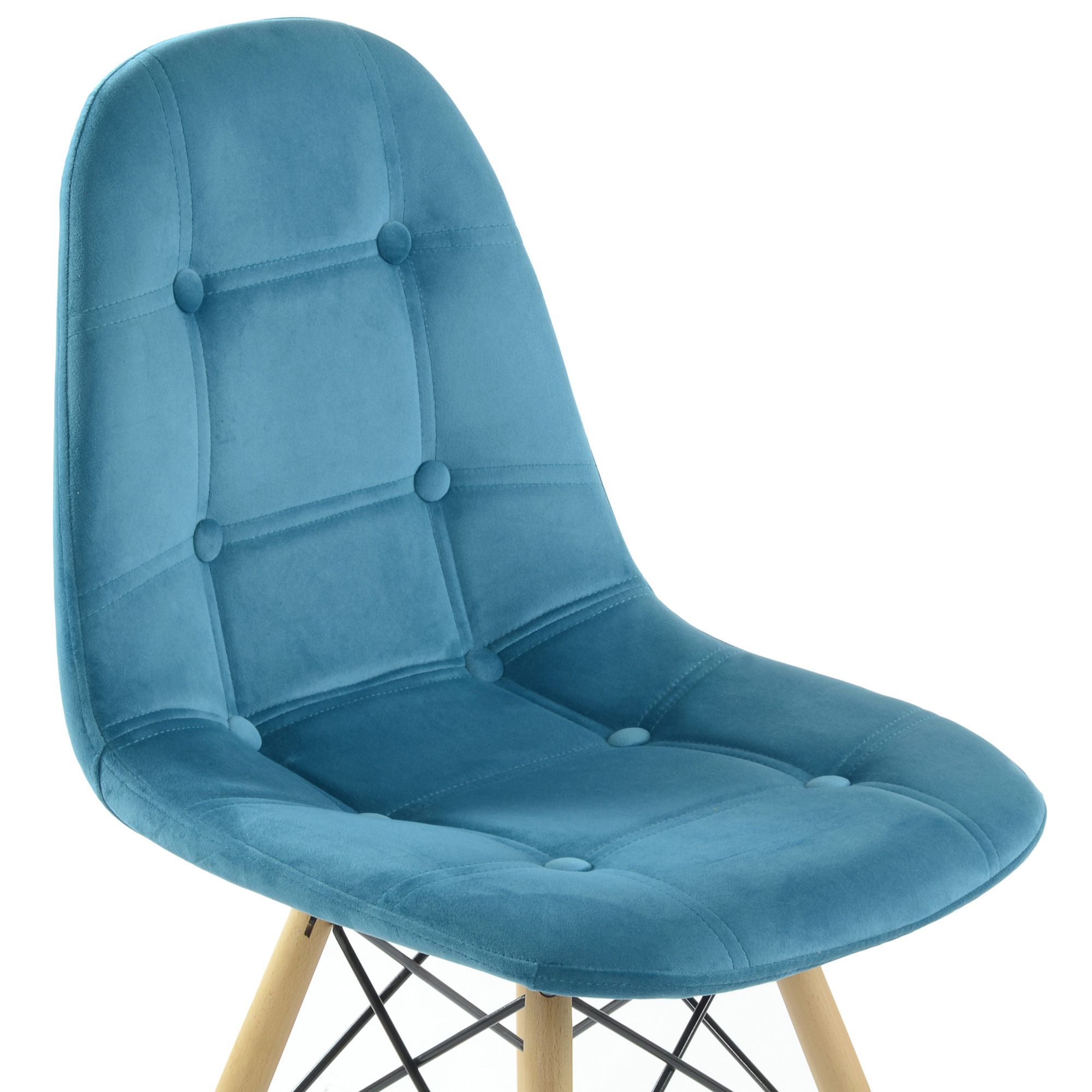 Стул деревянный мягкий голубой eames (арт 12201) - Фото 1