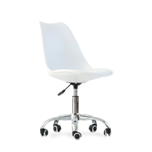 Стул дизайнерский с ножками хром с мягкой обивкой белый (арт 14989) - Фото 2