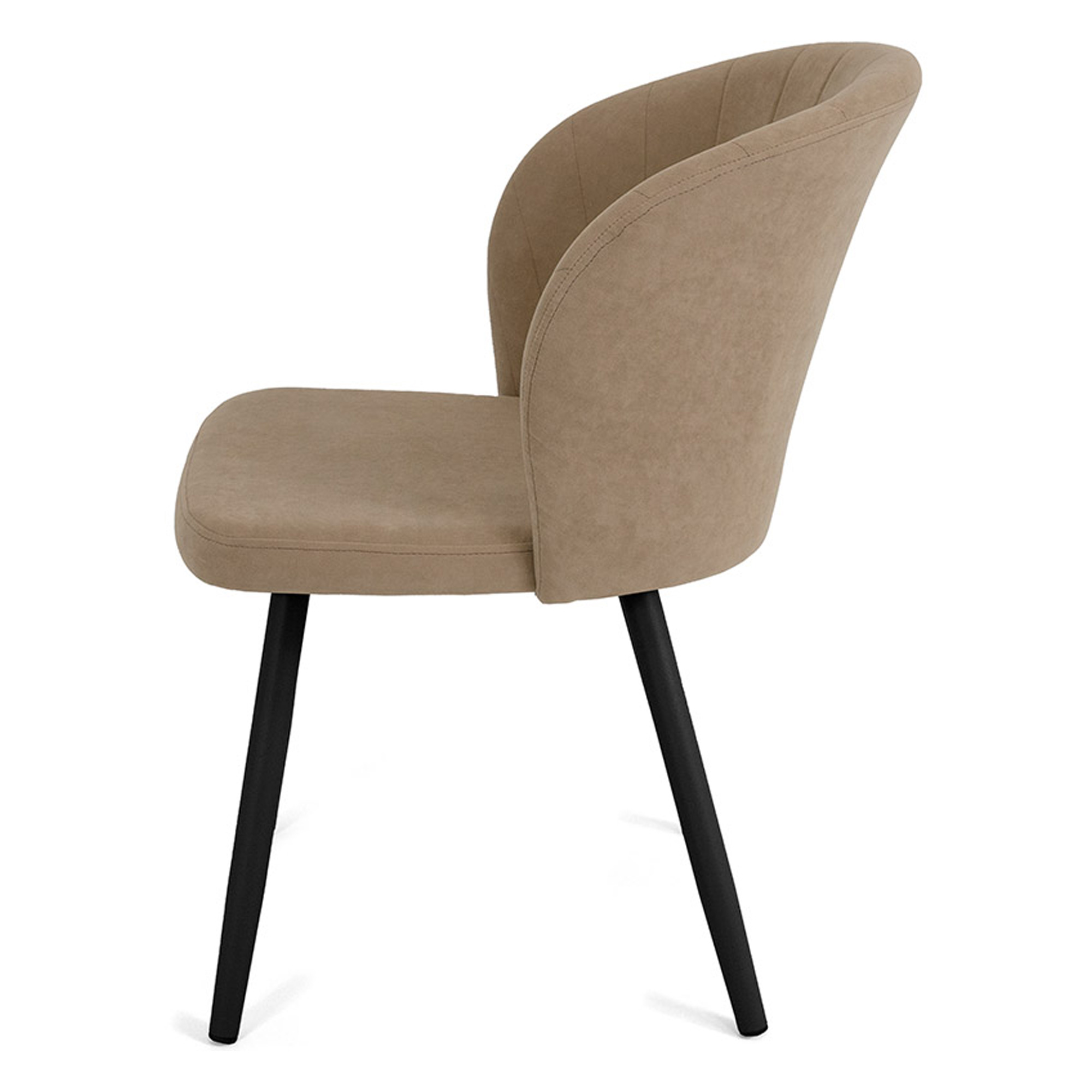 Стул ножки черные с мягким сидением бежевый из велюра (арт 22358) - Фото 1