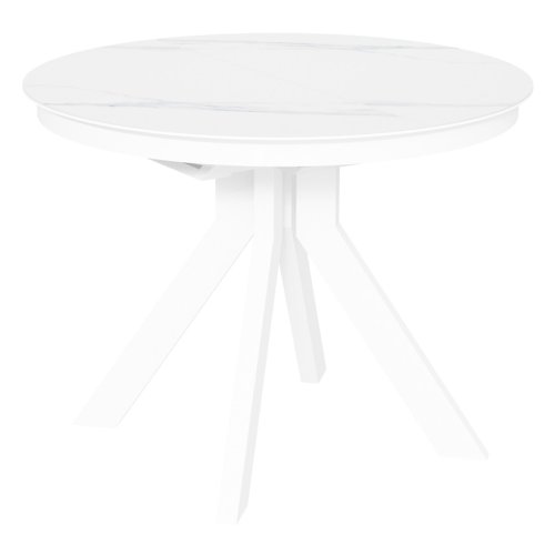 Стол обеденный раскладной круглый керамический белый (арт 33498) - Фото 2