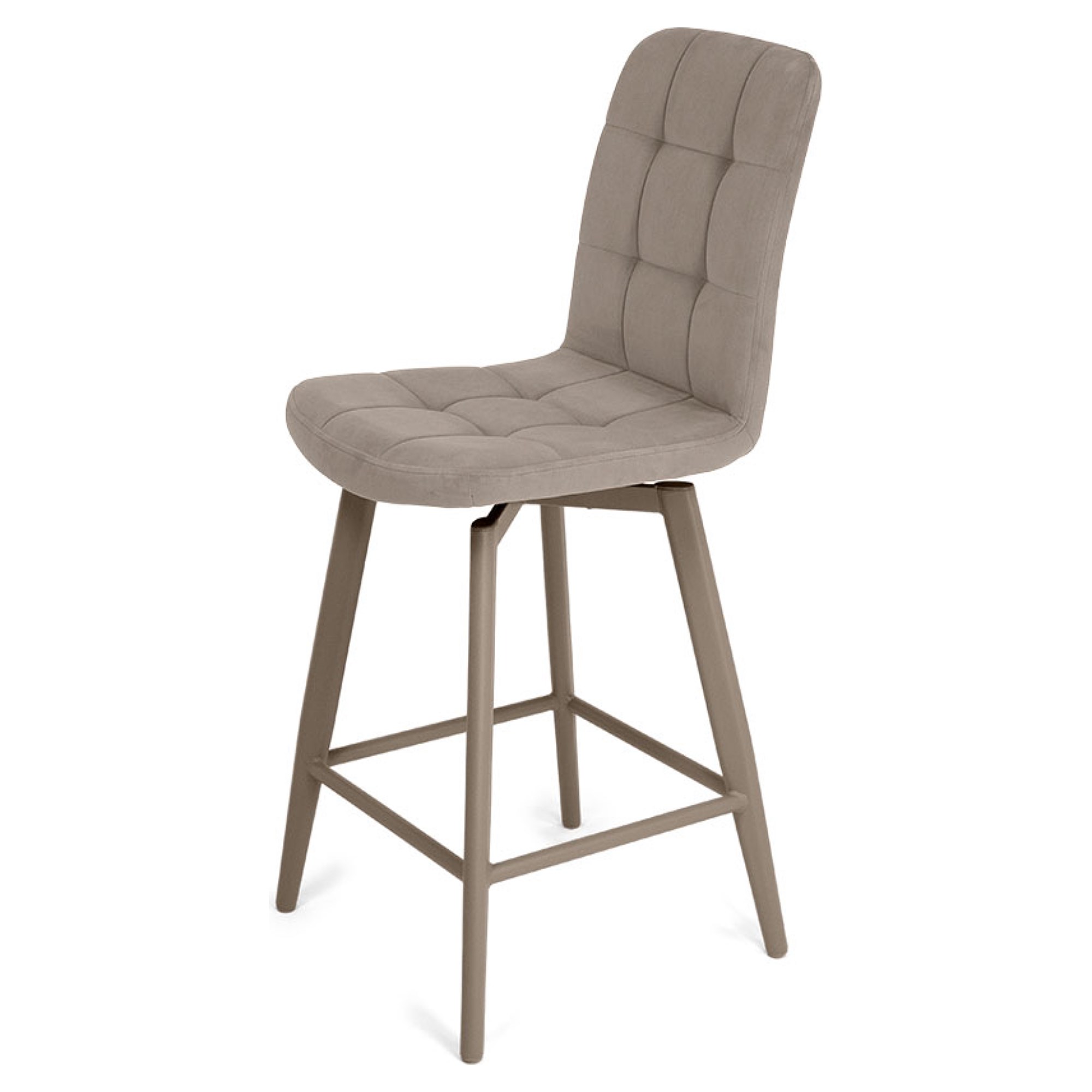 Стул полубарный кремовый из велюра (арт 35360) - Фото 1