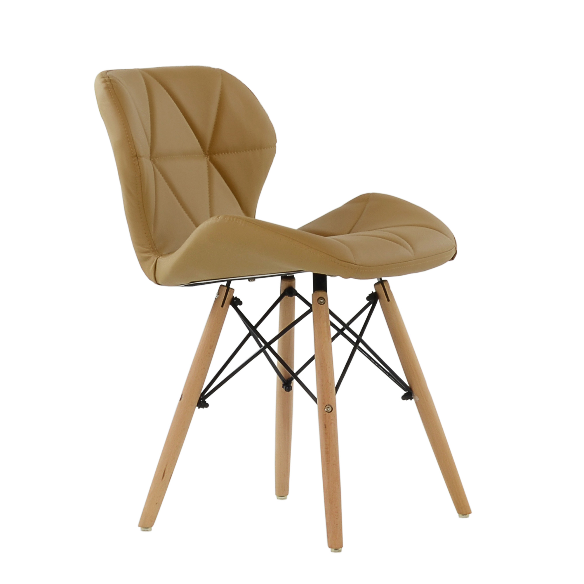 Стул дизайнерский мягкий коричневый с обивкой из экокожи eames (арт 5646) - Фото 1