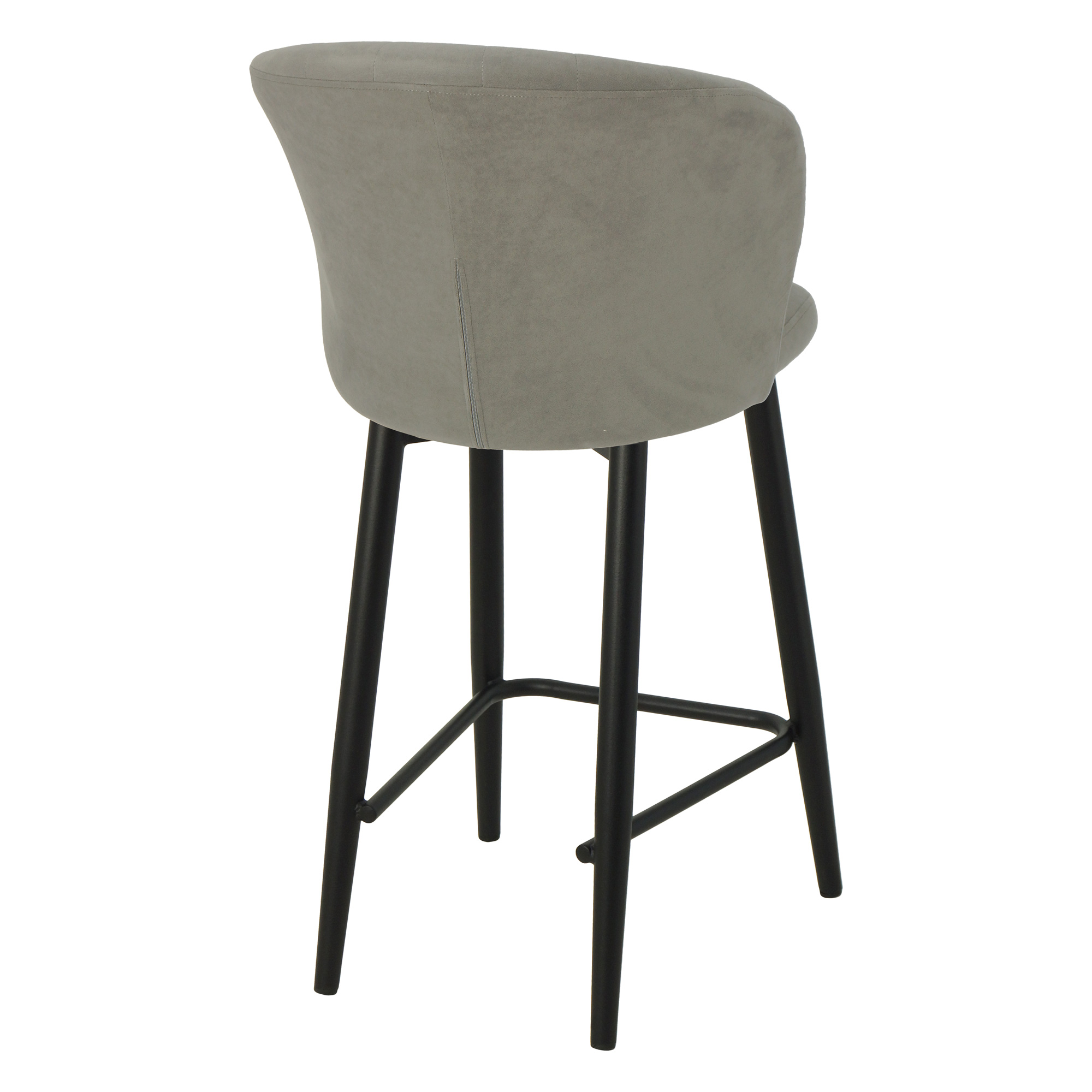 Полубарный стул на металлокаркасе мягкий серый из велюра (арт 22612) - Фото 1