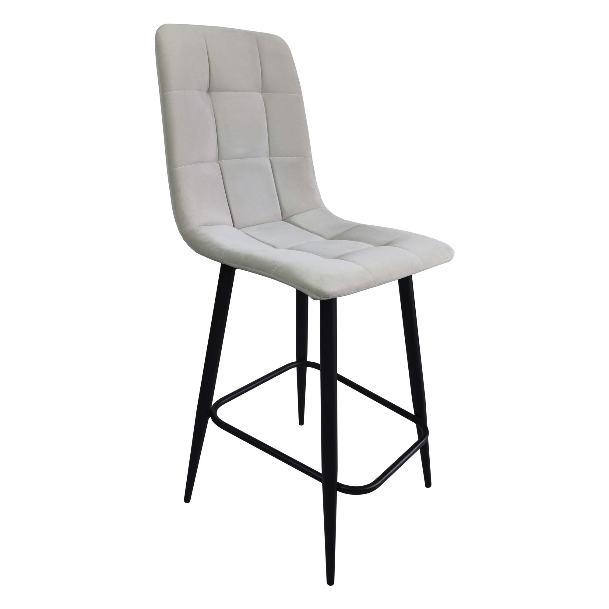 Стул полубарный с черными ножками мягкий бежевый (арт 23937) - Фото 1