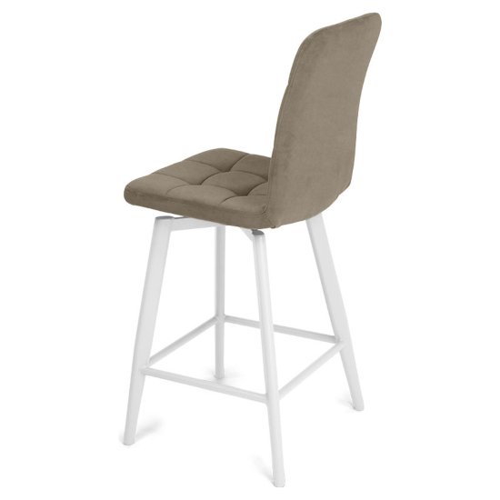 Полубарный стул мягкий бежевый из велюра (арт 35354) Фото 2
