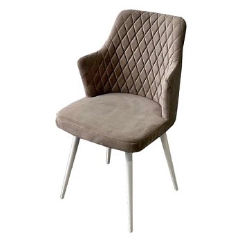 Стул для кухни на металлическом каркасе бежевый из велюра (арт 32593) - Фото 2