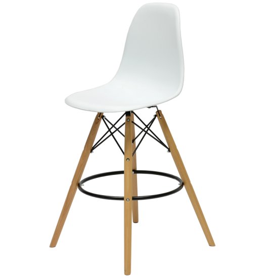 Барный стул дизайнерский деревянный белый пластиковый eames (арт 2312) Фото 1