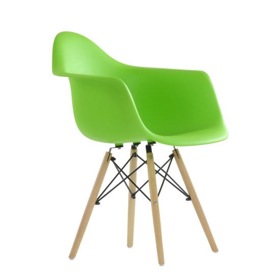 Полукресло дизайнерское деревянное с подлокотниками зеленое eames (арт 6586) Фото 1