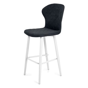 Барный стул на металлокаркасе серый с обивкой из велюра (арт 34139) - Фото 2