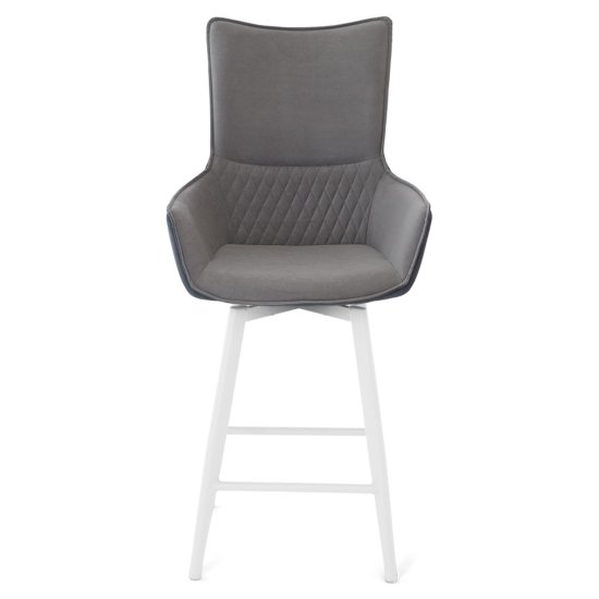 Стул мягкий с подлокотниками серый из велюра (арт 35577) Фото 5