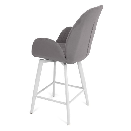 Барный стул мягкий серый из велюра (арт 33589) Фото 2