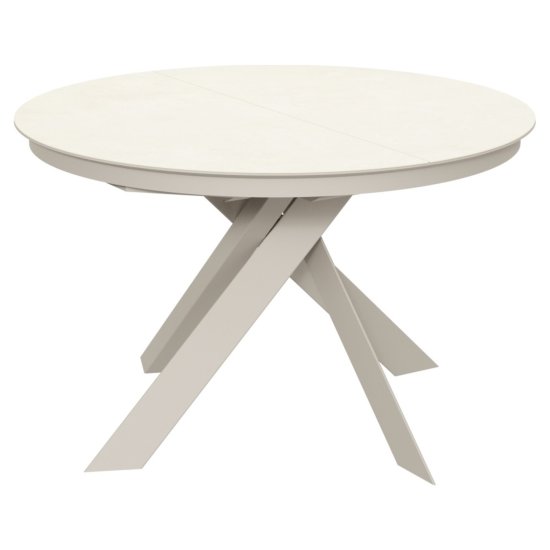 Кухонный стол раскладной круглый из керамогранита бежевый (арт 35159) Фото 1