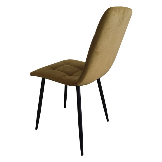 Стул на металлокаркасе с черными ножками мягкий желтый (арт 7399) Фото 4