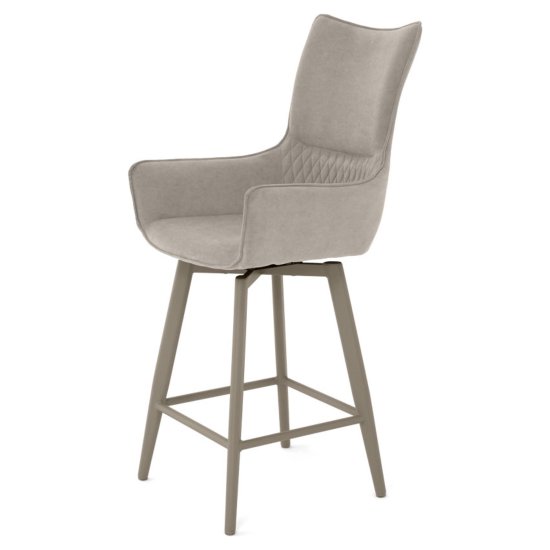 Стул барный мягкий с подлокотниками бежевый современный (арт 35563) Фото 2