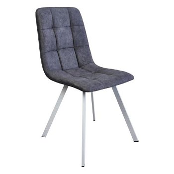 Стул с белыми ножками с мягкой обивкой серый (арт 16677) - Фото 2