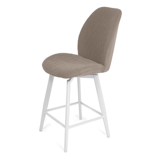 Барный стул мягкий слоновая кость из велюра (арт 33549) Фото 1