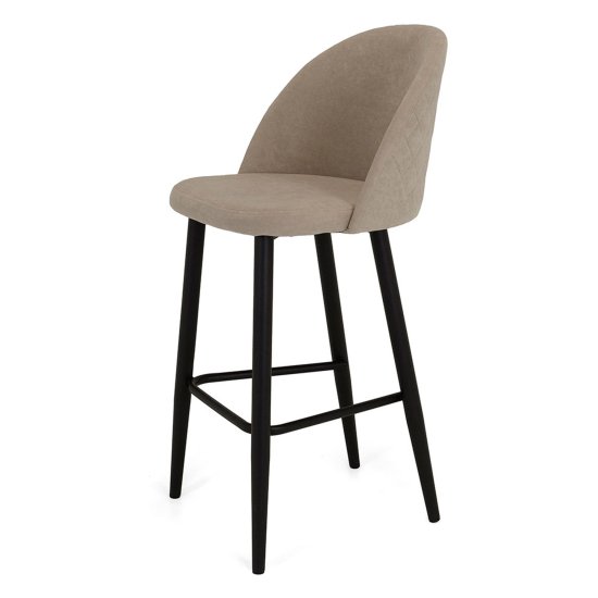 Барный стул мягкий бежевый из велюра (арт 21466) Фото 1