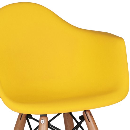 Полукресло с подлокотниками желтое из пластика eames (арт 29403) Фото 5