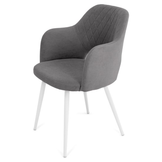 Стул с белыми ножками серый велюровый (арт 27692) Фото 5