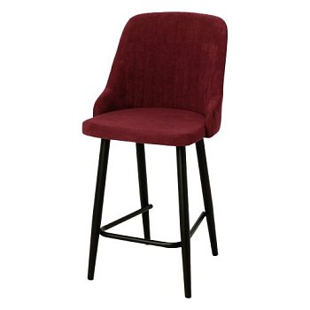 Стул полубарный металлический мягкий красный из велюра (арт 24561) - Фото 2