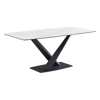 Стол дизайнерский из керамогранита белый на одной ножке (арт 27205) - Фото 2