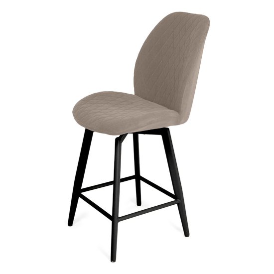 Стул полубарный металлический кремовый из велюра (арт 33552) Фото 1