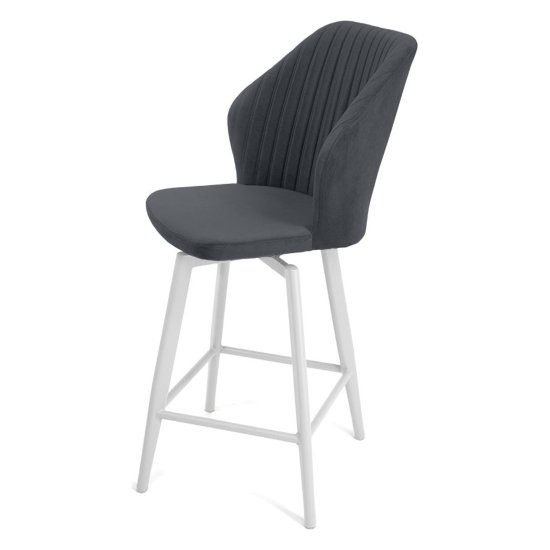 Стул барный мягкий серый велюровый (арт 35428) Фото 7