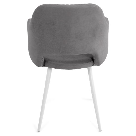 Стул с белыми ножками серый велюровый (арт 27692) Фото 2