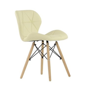 Стул дизайнерский из массива дерева мягкий бежевый eames (арт 5647) - Фото 2