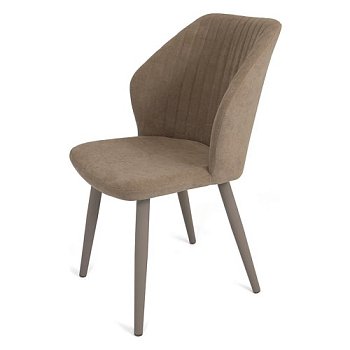 Стул на металлическом каркасе бежевый велюровый (арт 25897) - Фото 2