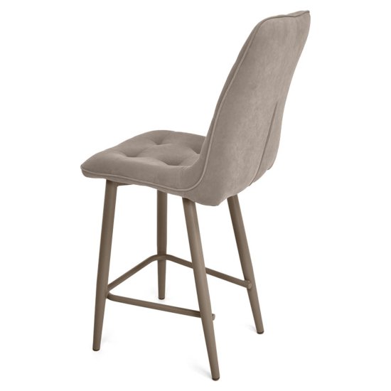 Барный стул мягкий слоновая кость из велюра (арт 20867) Фото 3