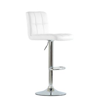 Барный стул на металлокаркасе мягкий белый регулируемый (арт 5531) - Фото 2