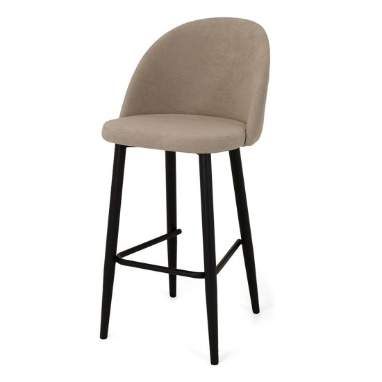 Барный стул мягкий бежевый из велюра (арт 21466) Фото 4