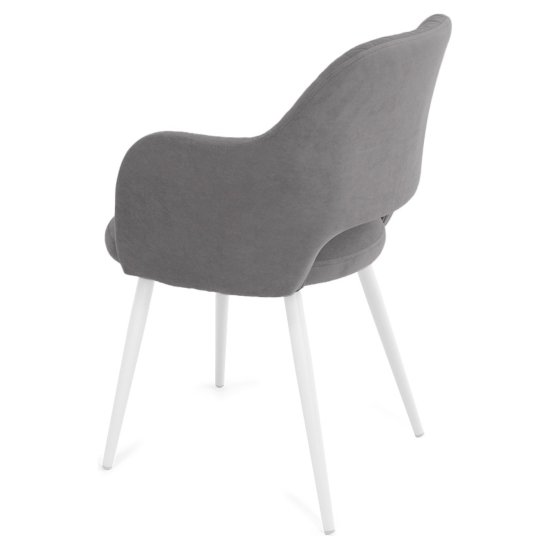 Стул с белыми ножками серый велюровый (арт 27692) Фото 3