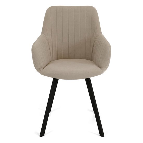 Стул с черными ножками мягкий бежевый велюровый (арт 22226) Фото 2