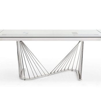 Кухонный стол раздвижной стеклянный прозрачный 180 см (арт 31470) - Фото 2