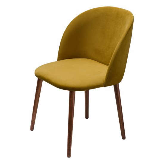 Стул деревянный мягкий желтый велюровый (арт 27461) Фото 1