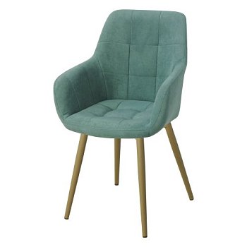 Стул-кресло мягкий с подлокотниками мятный из велюра (арт 32792) - Фото 2