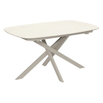 Стол из керамогранита слоновая кость на одной ножке (арт 34284) - Фото 2