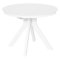 Обеденный стол круглый керамический белый D-90(+32) см (арт 35136)