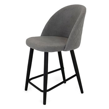 Полубарный стул с мягкой обивкой серый с обивкой из велюра (арт 21358) - Фото 2