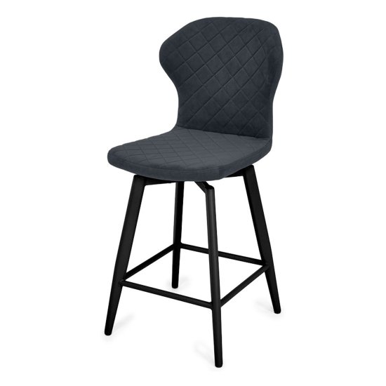 Барный высокий стул серый из велюра (арт 34158) Фото 3