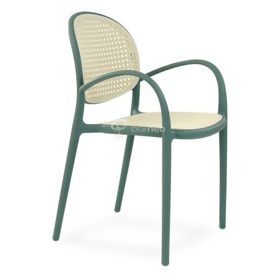 Стул с подлокотниками белый пластиковый современный (арт 31297) Фото 1