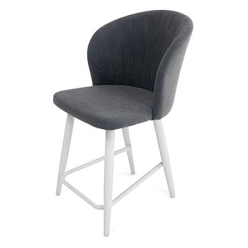 Стул полубарный на металлокаркасе серый из велюра (арт 22527) - Фото 2
