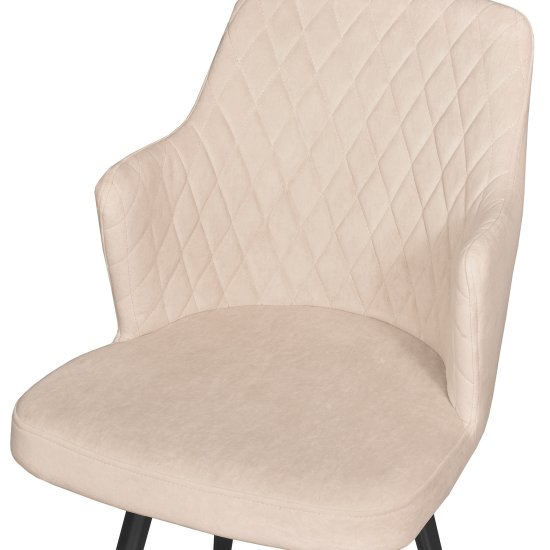 Стул с черными ножками мягкий бежевый бархатный (арт 31611) Фото 3
