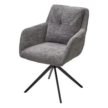 Стул-кресло с черными ножками с подлокотниками серый (арт 33803) - Фото 2