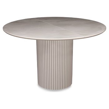 Стол для кухни раскладной круглый из керамогранита кремовый (арт 35006) - Фото 2