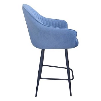 Полубарный стул мягкий с подлокотниками синий (арт 31858) - Фото 2